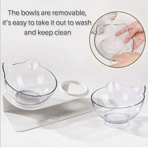 💕 Cat Bowls 💕 w/ Stand, Pet Feeder Double Food